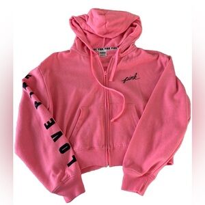 Victoria's Secret PINK Zip Hoodie in Bubblegum Pink with Black Trim